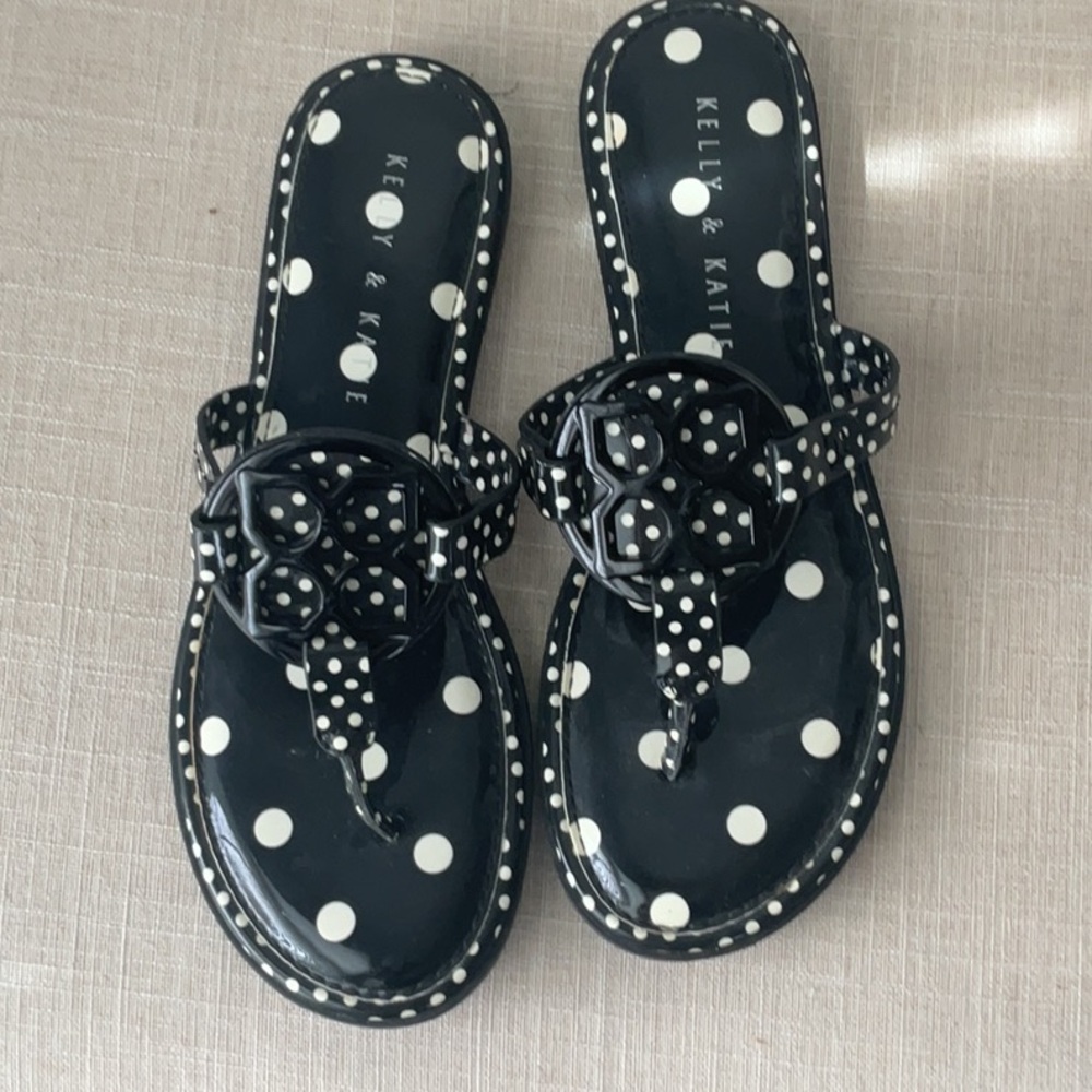 Kelly & Katie Black Polka Dot Women's Sandals